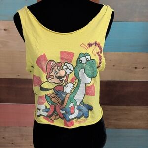 Nintendo Yellow Super Mario & Yoshi Graphic Crop Tank